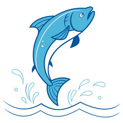 Fototapeta premium A stylized blue fish leaps from the water showcasing dynamic movement and aquatic life high quality