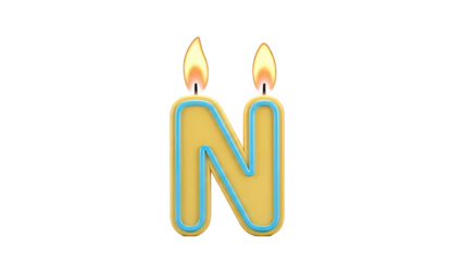 Alphabet Letter 'N' Birthday Candle with Flame