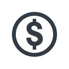 Obraz premium Dollar Sign Icon: Simple Flat Vector, Clean Dark Symbol for Currency, Finance, Business, Isolated on White Background