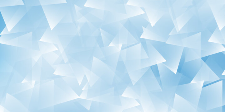 Modern blue background design with layers of textured white transparent material in triangle simple