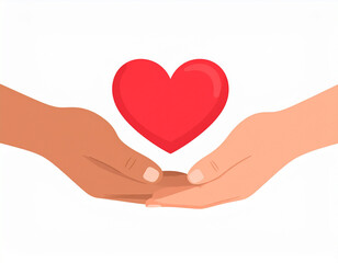 Generative AI
手から手へ想いをつなぐハートのフラットイラスト