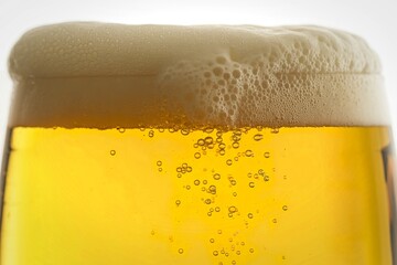 a freshly poured beer glass