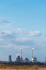 Obraz premium Modern thermal power station producing heat