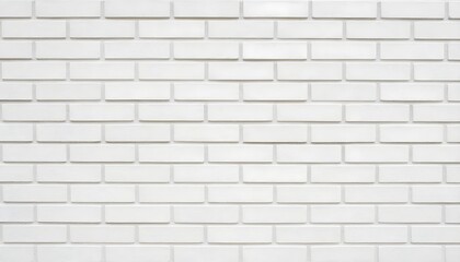 Fototapeta premium Clean white brick wall texture with subtle grout lines, perfect for backgrounds