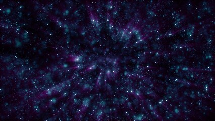 Obraz premium Purple and blue beautiful bright glowing shiny star particles flying in the galaxy in space energy magical with blur effect and bokeh