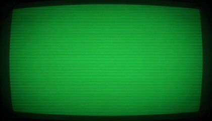 Vintage television screen displaying static with horizontal green lines and a dark vignette effect
