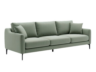 Modern gray sofa with minimalist design isolated on white isolated on transparent background