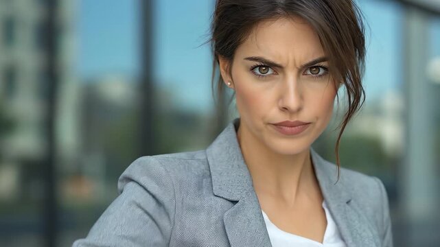 Focused Businesswoman Pointing Directly at the Viewer with Determination and Resolve.