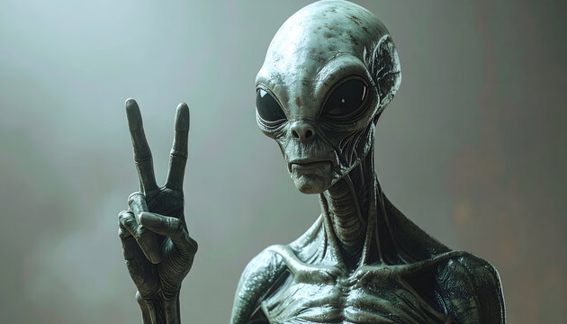 ピースサインのグレイ型宇宙人