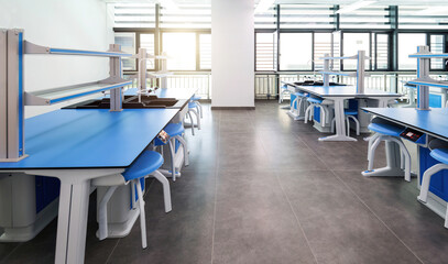 Modern chemistry laboratory of the school