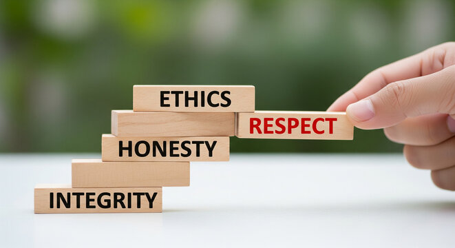 Building blocks of character: integrity, honesty, ethics, and respect are essential values