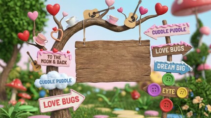 Cuddle puddle adventure whimsical garden animated scene playful environment bright and colorful viewpoint imaginative concepts for children and families