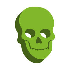 3D Green Skull Icon &ndash; Toxic, Danger and Warning Symbol
