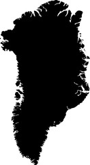 Greenland Silhouette with Rugged Coastline, Isolated on White Background, Geographic Map