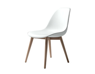White Modern Chair with Wooden Legs.