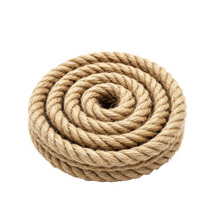 Obraz premium Close-up of a Natural Fiber Rope in a Circular Coil isolated on white background