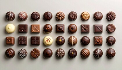 美味しそうなチョコレート・バレンタイン、俯瞰・整列