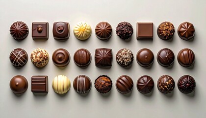 美味しそうなチョコレート・バレンタイン、俯瞰・整列