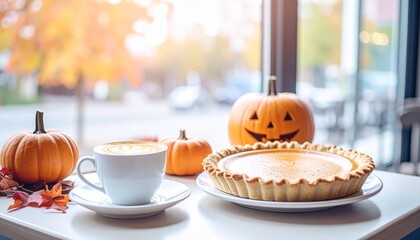 秋のハロウィンカフェ・パンプキンパイとコーヒー