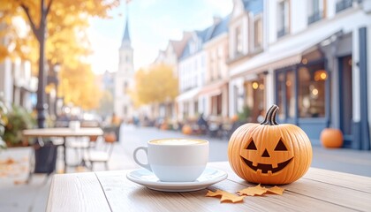 秋のハロウィンカフェ・パンプキンパイとコーヒー