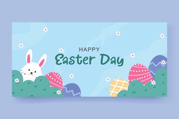 Flat easter celebration horizontal banner template