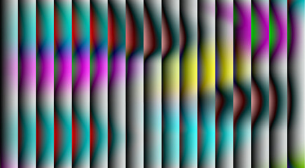 Abstract vertical bands of vibrant, psychedelic colors with swirling, fluid gradients and soft shadows.