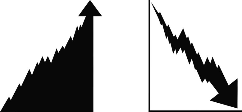 Graph silhouette vector illustration of upward and downward trends