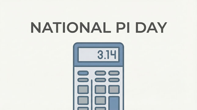 National Pi Day Celebration with Calculator Displaying 3.14.
