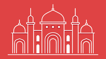 Obraz premium Illustrated mosque with multiple minarets