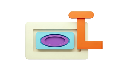 Abstract Geometric Composition with Oval and Letter L