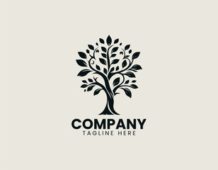 Obraz premium Loropetalum Chinese Tree Black Vector Logo Illustration