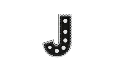 Black and White Polka Dot Letter J