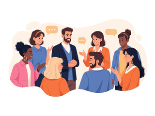 Business people discussion meeting with speech bubbles