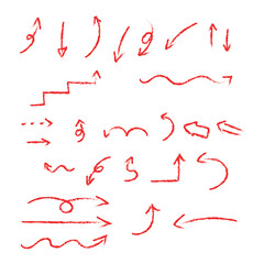 手描きっぽい赤ペンの矢印セット-