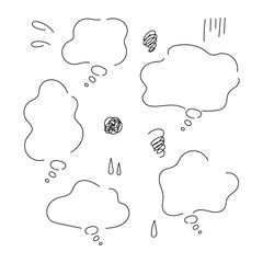 手描きもやもや吹き出しセット【線画】