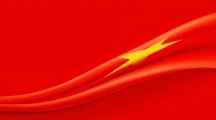 Abstract red background with golden star and dynamic flowing light waves for Chinese party building theme