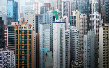 Fototapeta premium Crowded residential buildings in Hong Kong
