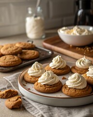 Gingerbread Cookies with Whipped Cream Topping