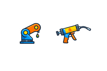 Naklejka premium Robotic arm and glue gun icons