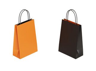 주황색과 검정색 소매용 종이 쇼핑백 목업 Orange and Black Retail Paper Shopping Bags Mock up