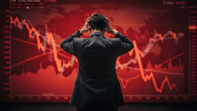 Red stock trading loss graph