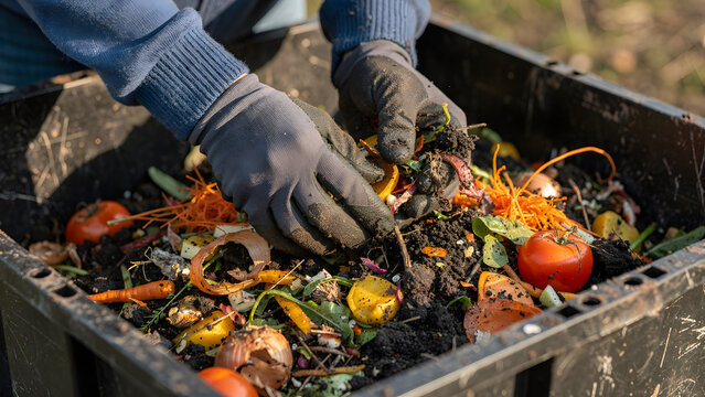 Composting food waste in home garden