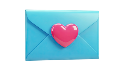 Blue Envelope with Pink Heart Decoration
