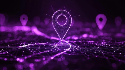 Illustration of GPS navigation showcasing a location marked with a pin. 