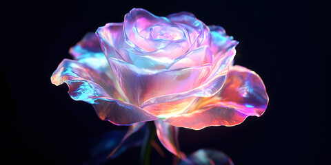 Fototapeta premium A Glowing Holographic Rose
