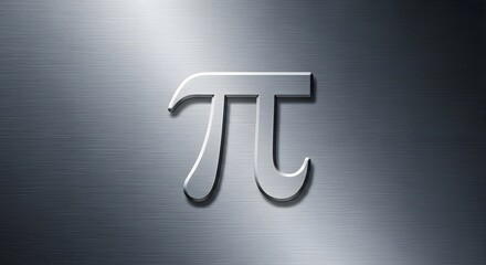 3d metallic pi symbol on brushed metal texture background for mathematics and science concepts
