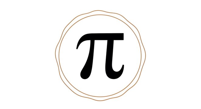 Black pi symbol inside a decorative circular frame on white background