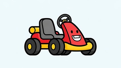 Obraz premium Red Go Kart with Smiling Face Illustration.