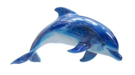Playful Liquid Blue Dolphin Statue Graphic Asset