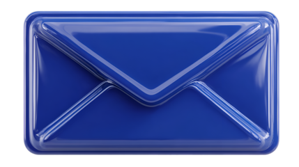 Shiny Metallic Blue Mail Symbol Isolated on White Background